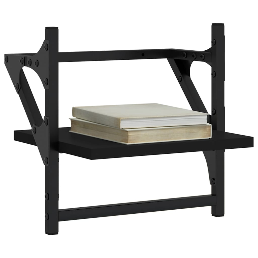 Wandregale mit Stangen 2 Stk. Schwarz 30x25x30 cm - Pazzar.ch