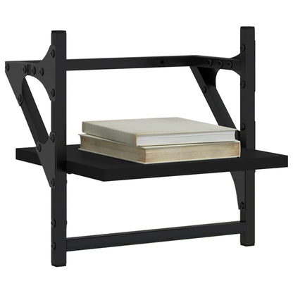 Wandregale mit Stangen 2 Stk. Schwarz 30x25x30 cm - Pazzar.ch