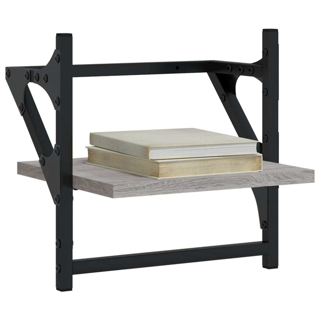 Wandregale mit Stangen 2 Stk. Grau Sonoma 30x25x30 cm - Pazzar.ch