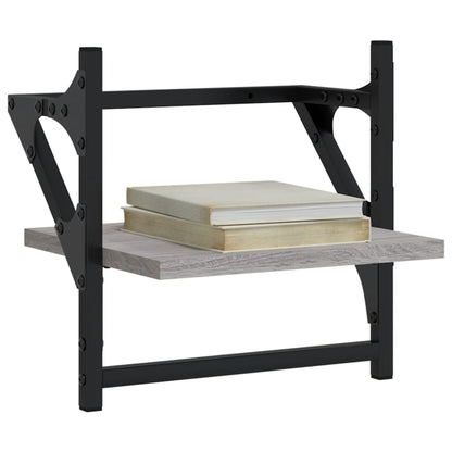 Wandregale mit Stangen 2 Stk. Grau Sonoma 30x25x30 cm - Pazzar.ch