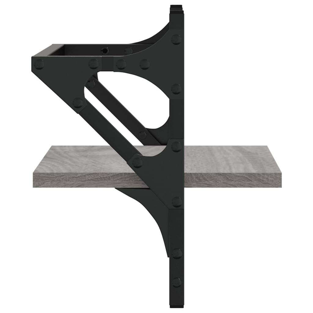 Wandregale mit Stangen 2 Stk. Grau Sonoma 30x25x30 cm - Pazzar.ch