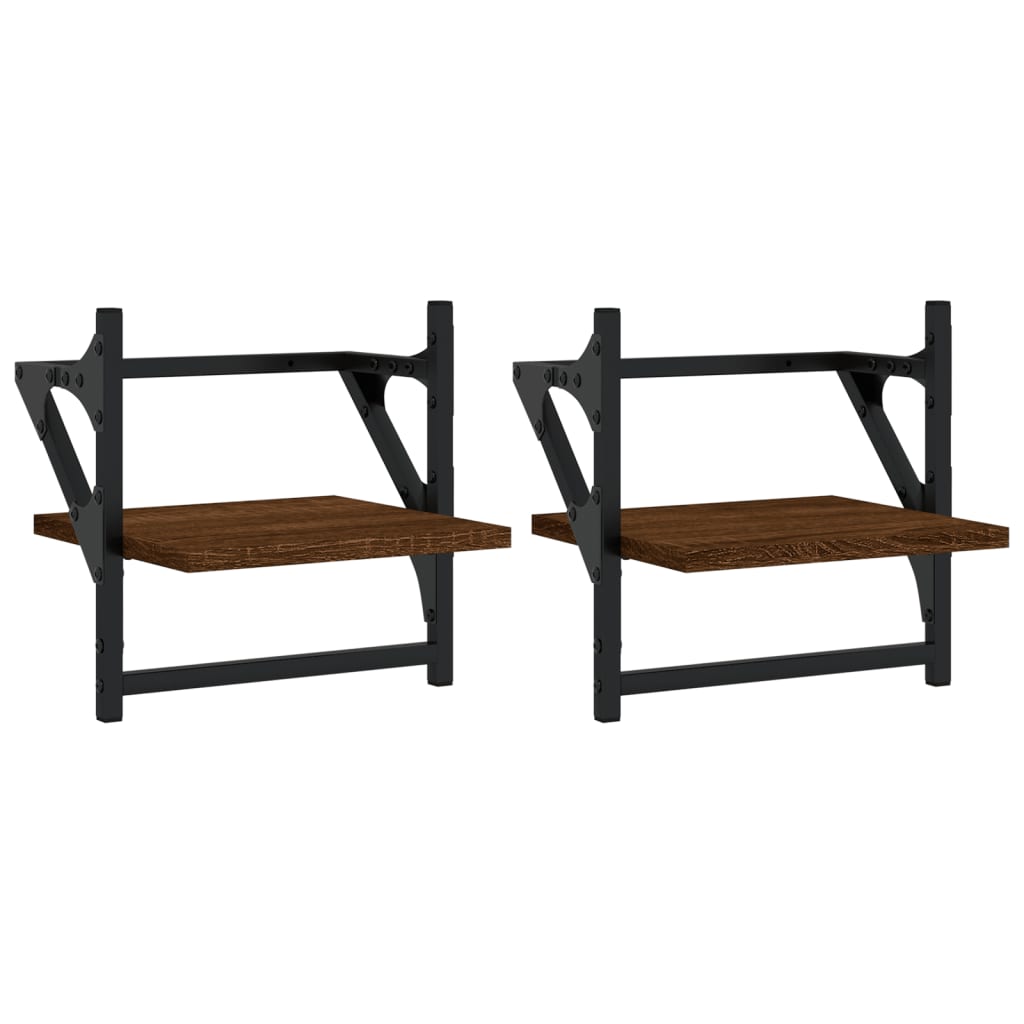 Wandregale mit Stangen 2 Stk. Braun Eichen-Optik 30x25x30 cm - Pazzar.ch