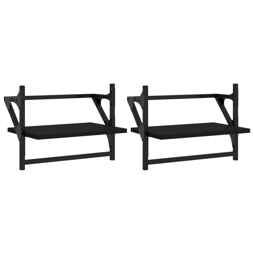 Wandregale mit Stangen 2 Stk. Schwarz 40x25x30 cm - Pazzar.ch