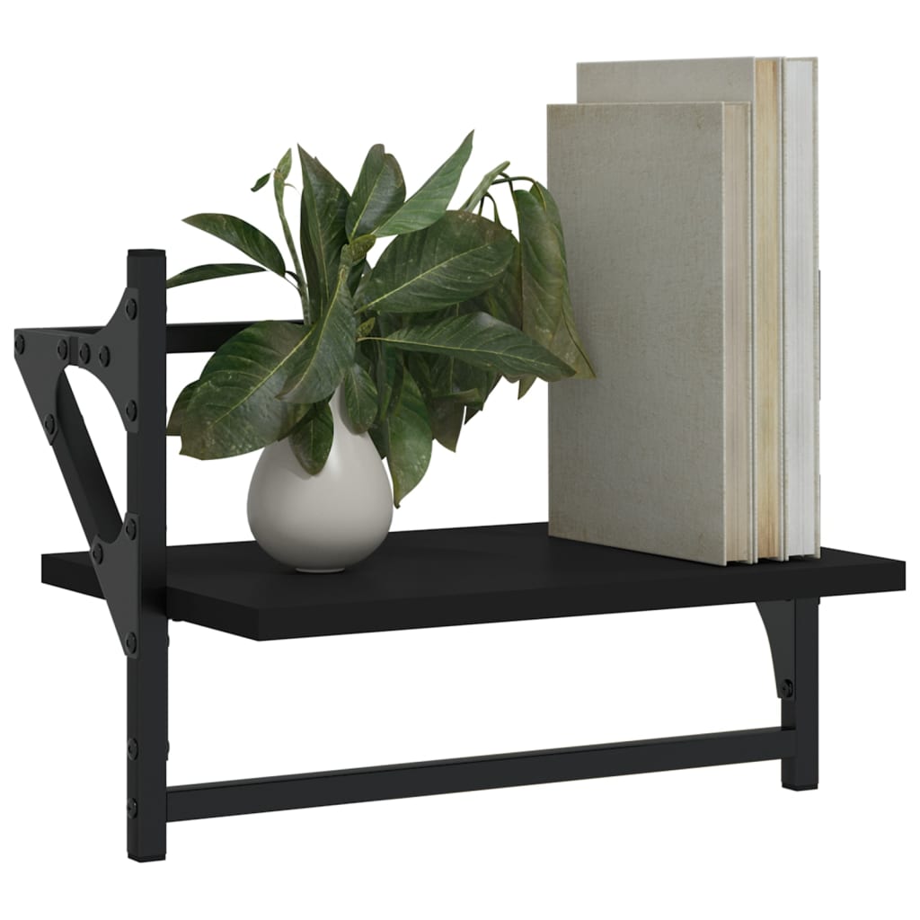 Wandregale mit Stangen 2 Stk. Schwarz 40x25x30 cm - Pazzar.ch