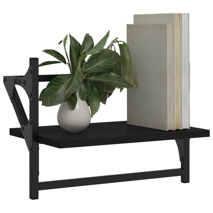 Wandregale mit Stangen 2 Stk. Schwarz 40x25x30 cm - Pazzar.ch