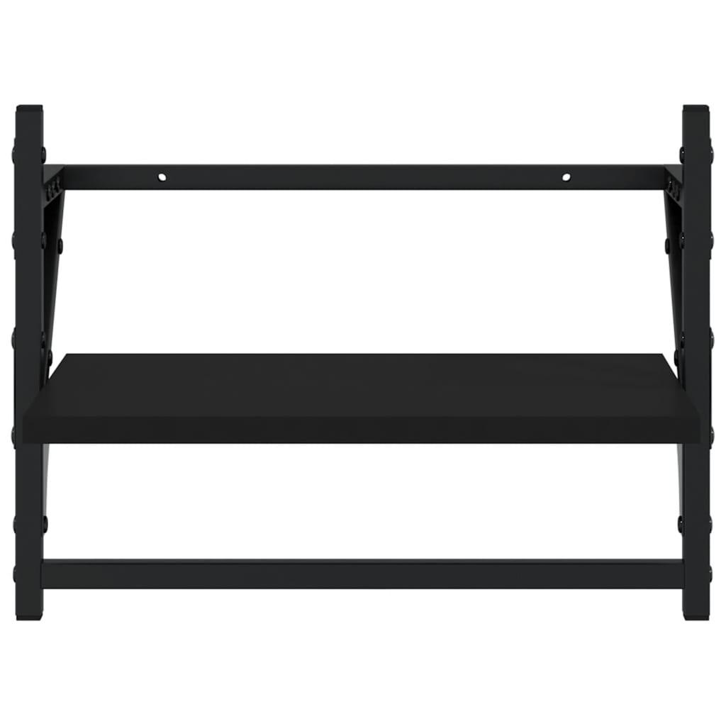 Wandregale mit Stangen 2 Stk. Schwarz 40x25x30 cm - Pazzar.ch