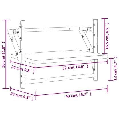 Wandregale mit Stangen 2 Stk. Schwarz 40x25x30 cm - Pazzar.ch