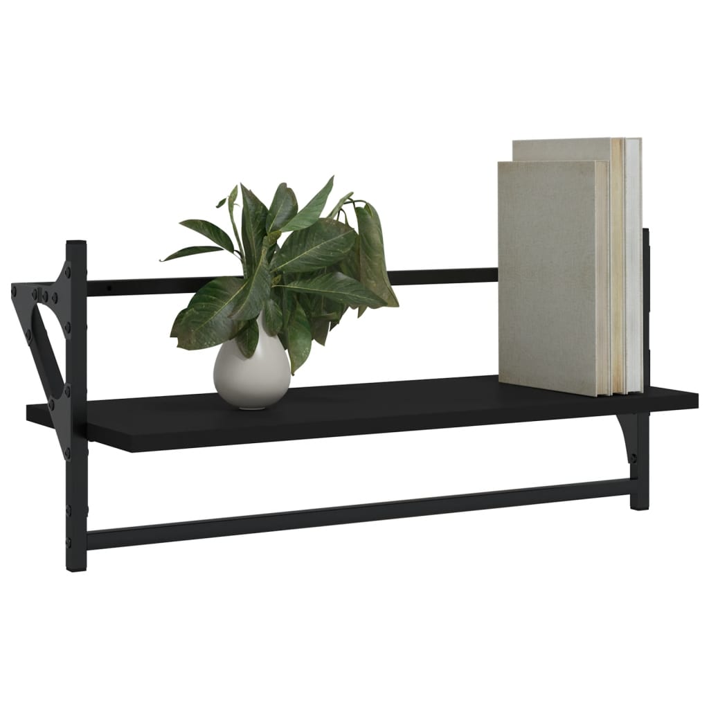 Wandregale mit Stangen 2 Stk. Schwarz 65x25x30 cm - Pazzar.ch