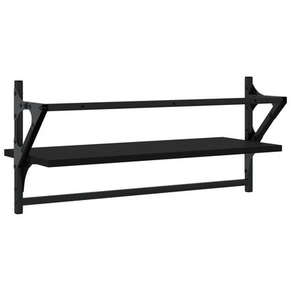 Wandregale mit Stangen 2 Stk. Schwarz 65x25x30 cm - Pazzar.ch