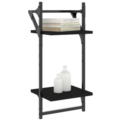 Wandregale mit 2 Ablagen & Stangen 2 Stk. Schwarz 30x25x65 cm - Pazzar.ch