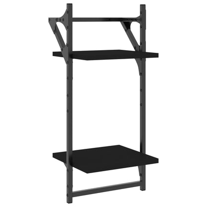 Wandregale mit 2 Ablagen & Stangen 2 Stk. Schwarz 30x25x65 cm - Pazzar.ch