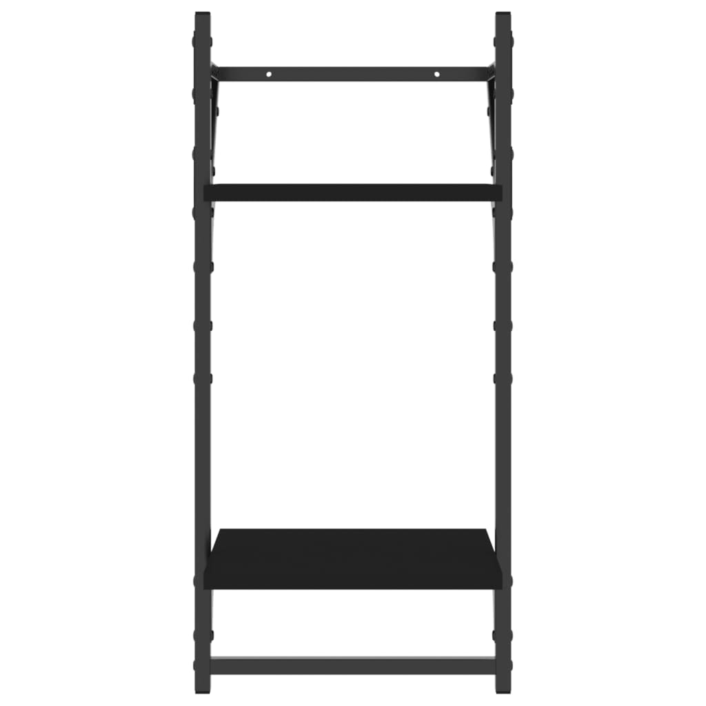 Wandregale mit 2 Ablagen & Stangen 2 Stk. Schwarz 30x25x65 cm - Pazzar.ch