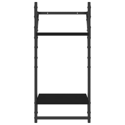 Wandregale mit 2 Ablagen & Stangen 2 Stk. Schwarz 30x25x65 cm - Pazzar.ch