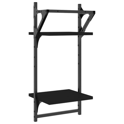 Wandregale mit 2 Ablagen & Stangen 2 Stk. Schwarz 30x25x65 cm - Pazzar.ch