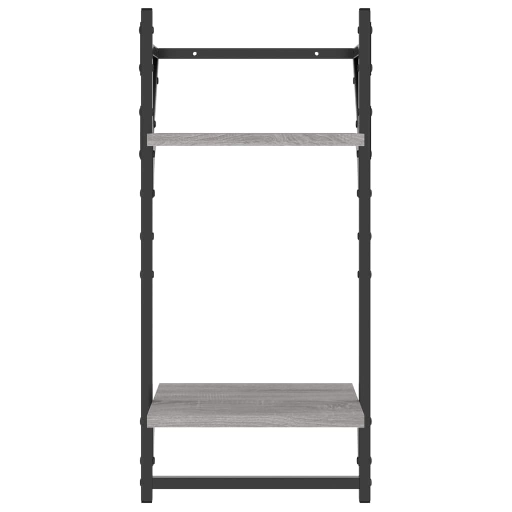 Wandregale mit 2 Ablagen & Stangen 2 Stk Grau Sonoma 30x25x65cm - Pazzar.ch