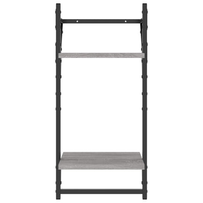 Wandregale mit 2 Ablagen & Stangen 2 Stk Grau Sonoma 30x25x65cm - Pazzar.ch
