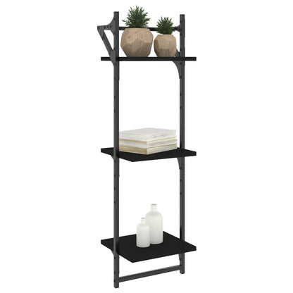 Wandregale mit 3 Ablagen & Stangen 2 Stk. Schwarz 30x25x100 cm - Pazzar.ch