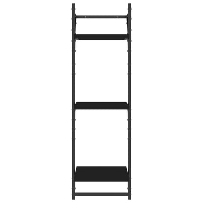 Wandregale mit 3 Ablagen & Stangen 2 Stk. Schwarz 30x25x100 cm - Pazzar.ch