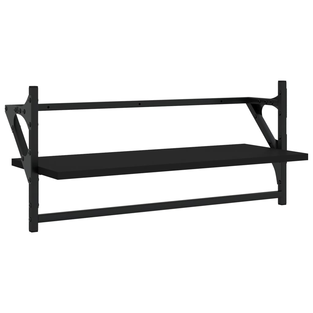 4-tlg. Wandregal-Set mit Stangen Schwarz Holzwerkstoff - Pazzar.ch