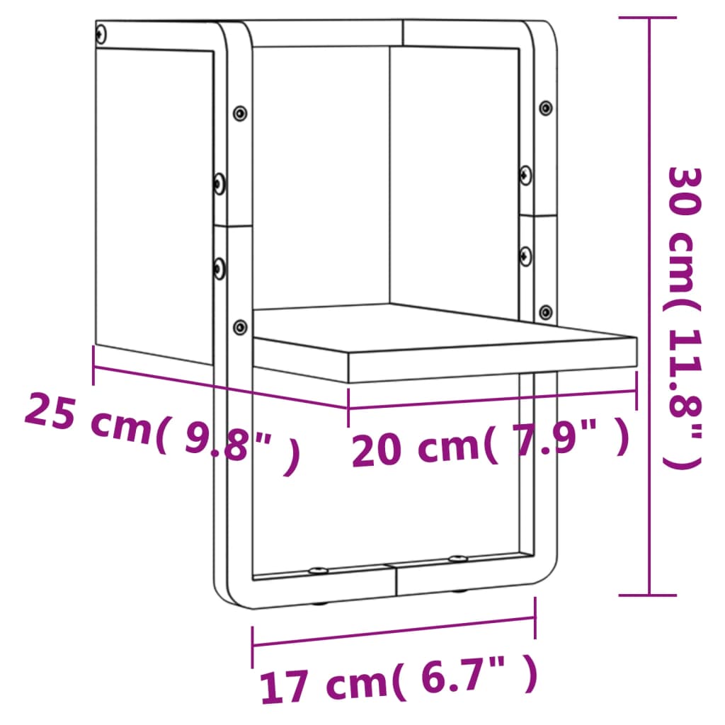 Wandregal mit Stange Braun Eichen-Optik 20x25x30 cm - Pazzar.ch