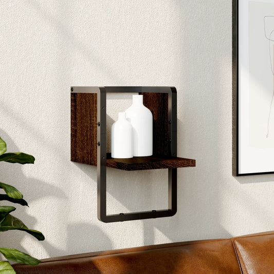 Wandregal mit Stange Braun Eichen-Optik 20x25x30 cm - Pazzar.ch