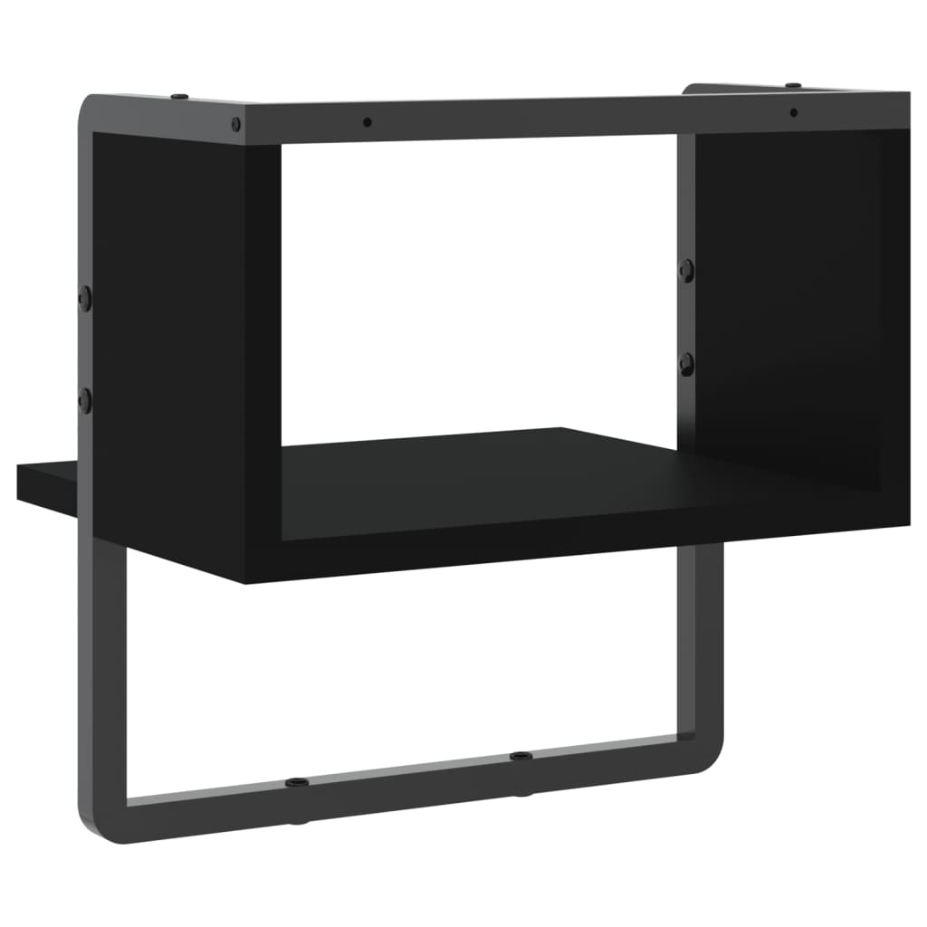 Wandregal mit Stange Schwarz 30x25x30 cm - Pazzar.ch