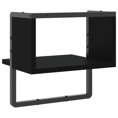 Wandregal mit Stange Schwarz 30x25x30 cm - Pazzar.ch