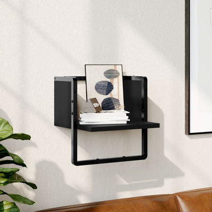Wandregal mit Stange Schwarz 30x25x30 cm - Pazzar.ch