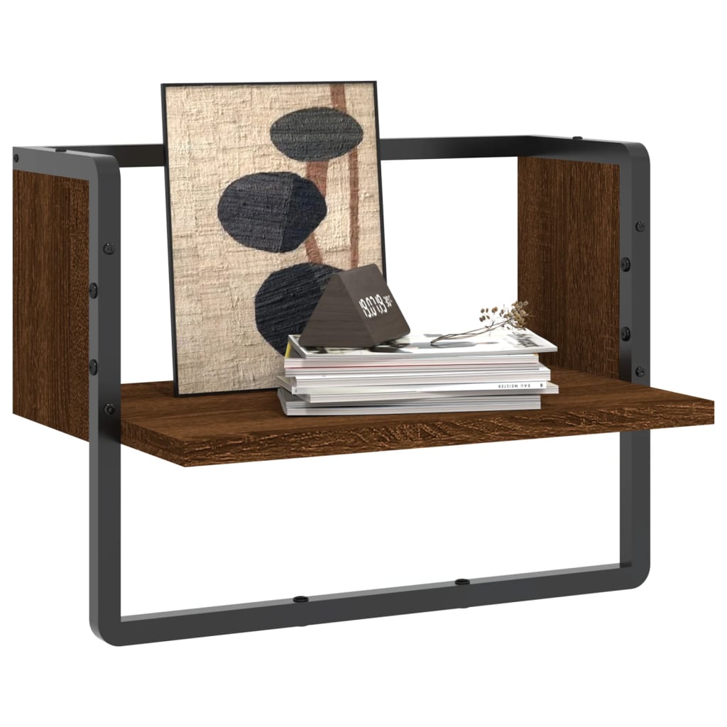Wandregal mit Stange Braun Eichen-Optik 40x25x30 cm - Pazzar.ch