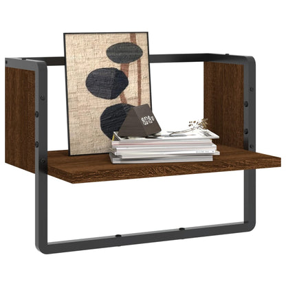 Wandregal mit Stange Braun Eichen-Optik 40x25x30 cm - Pazzar.ch