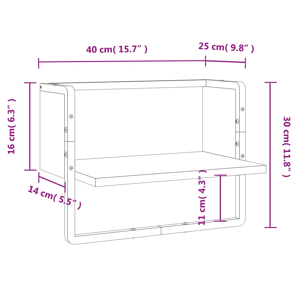 Wandregal mit Stange Braun Eichen-Optik 40x25x30 cm - Pazzar.ch