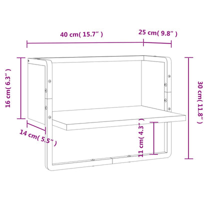 Wandregal mit Stange Braun Eichen-Optik 40x25x30 cm - Pazzar.ch