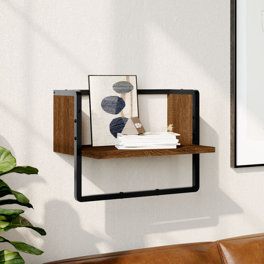 Wandregal mit Stange Braun Eichen-Optik 40x25x30 cm - Pazzar.ch