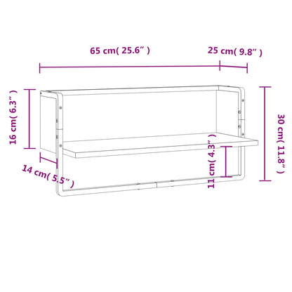 Wandregal mit Stange Grau Sonoma 65x25x30 cm - Pazzar.ch