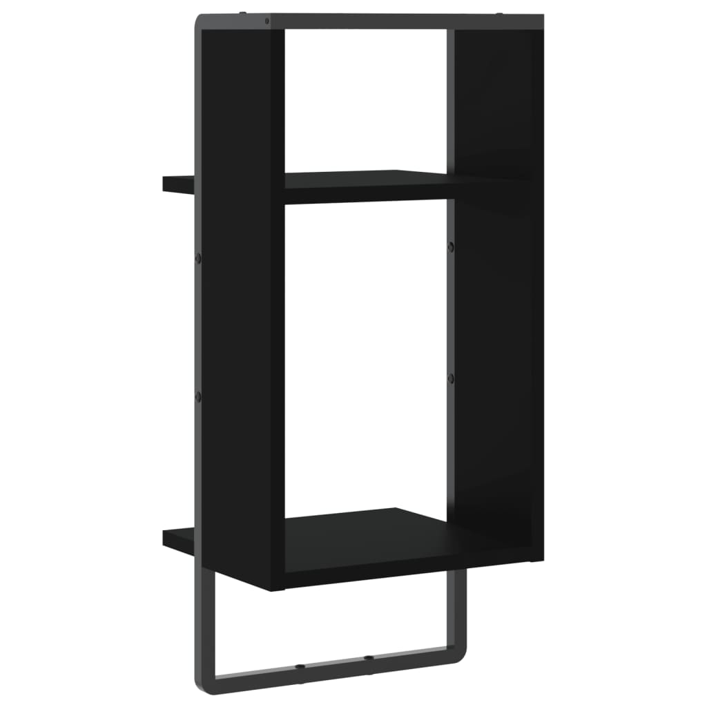 Wandregal mit Stange Schwarz 30x25x65 cm - Pazzar.ch