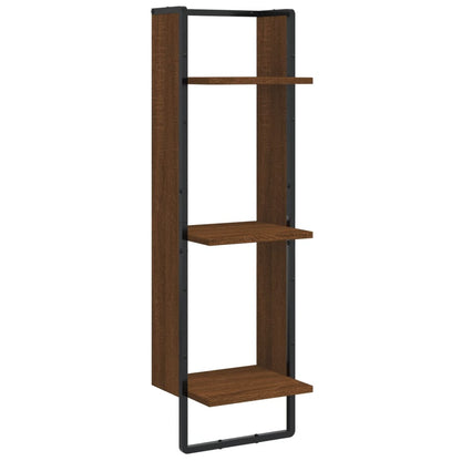 Wandregal 3 Fächer Braun Eichen-Optik 30x25x100cm Holzwerkstoff - Pazzar.ch