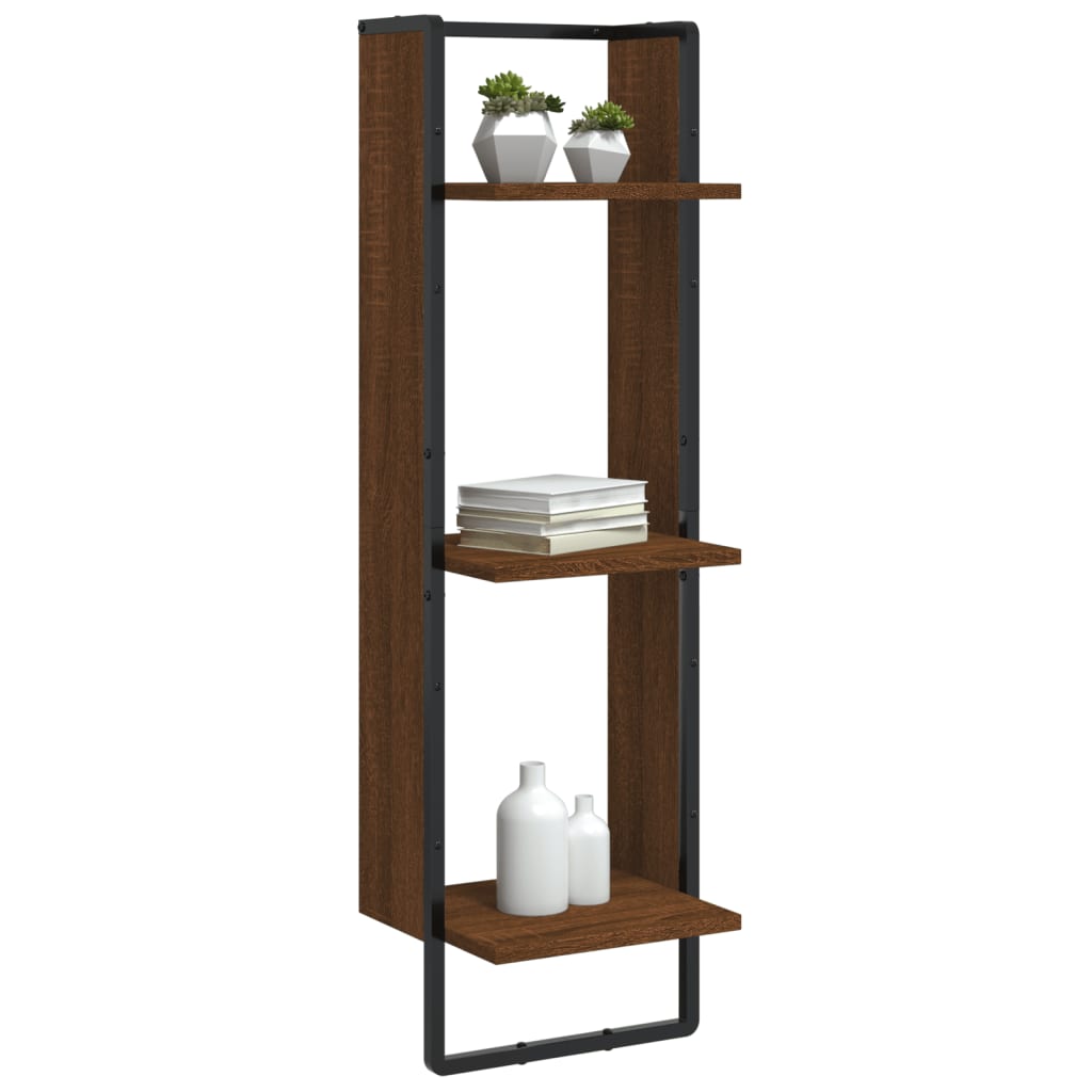 Wandregal 3 Fächer Braun Eichen-Optik 30x25x100cm Holzwerkstoff - Pazzar.ch