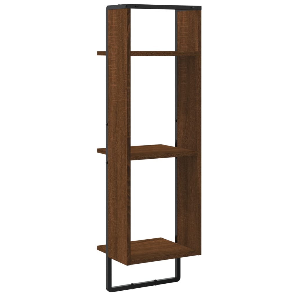 Wandregal 3 Fächer Braun Eichen-Optik 30x25x100cm Holzwerkstoff - Pazzar.ch