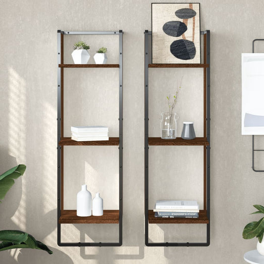 Wandregal 3 Fächer Braun Eichen-Optik 30x25x100cm Holzwerkstoff - Pazzar.ch
