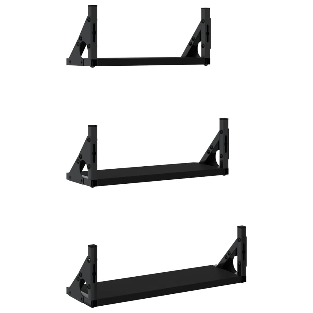 3-tlg. Wandregal-Set Schwarz Holzwerkstoff - Pazzar.ch