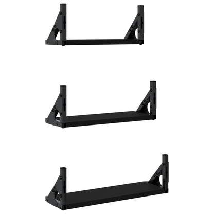 3-tlg. Wandregal-Set Schwarz Holzwerkstoff - Pazzar.ch