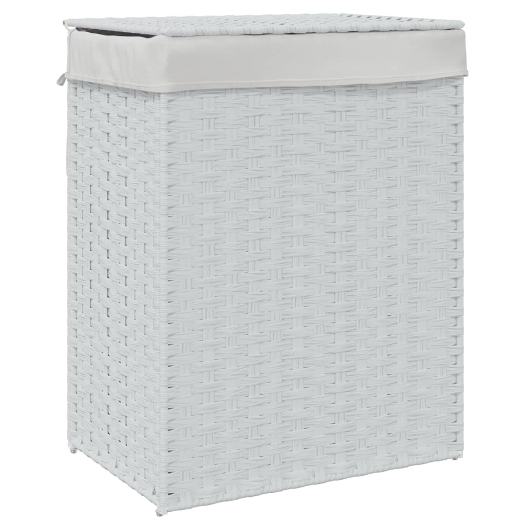 Wäschekorb mit Deckel Weiß 46x33x60 cm Poly Rattan - Pazzar.ch