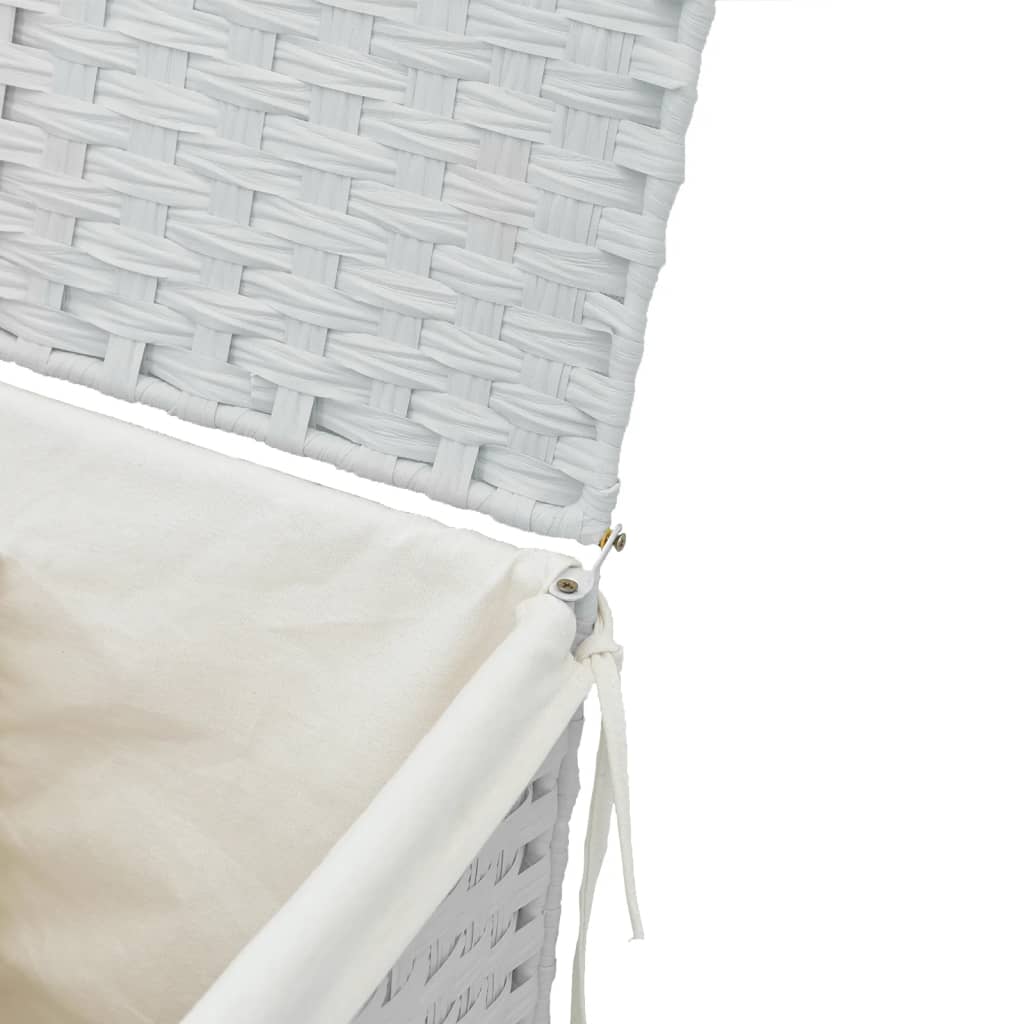 Wäschekorb mit Deckel Weiß 46x33x60 cm Poly Rattan - Pazzar.ch