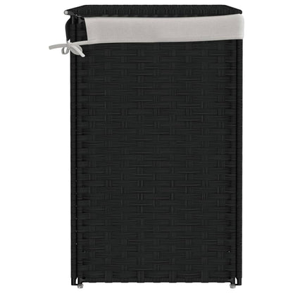 Wäschekorb mit 2 Fächern Schwarz 53x35x57 cm Poly Rattan - Pazzar.ch