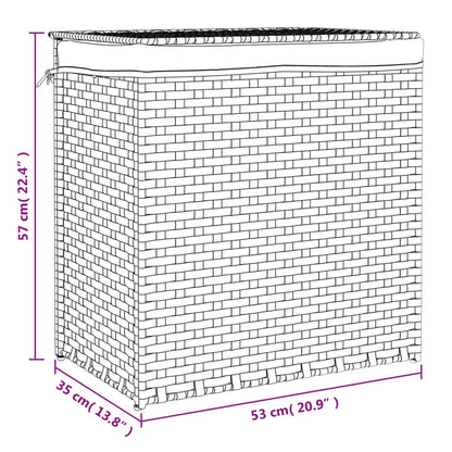 Wäschekorb mit 2 Fächern Schwarz 53x35x57 cm Poly Rattan - Pazzar.ch