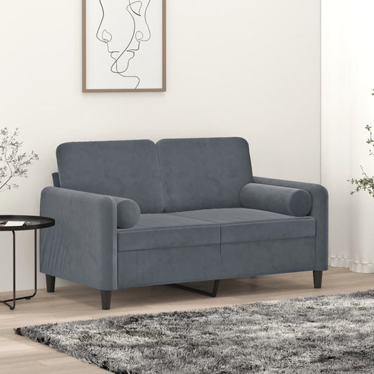 2-Sitzer-Sofa mit Zierkissen Dunkelgrau 120 cm Samt - Pazzar.ch