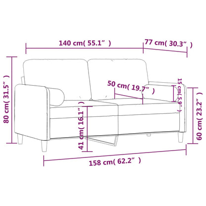 2-Sitzer-Sofa mit Zierkissen Braun 140 cm Samt - Pazzar.ch