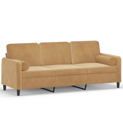 3-Sitzer-Sofa mit Zierkissen Braun 180 cm Samt - Pazzar.ch