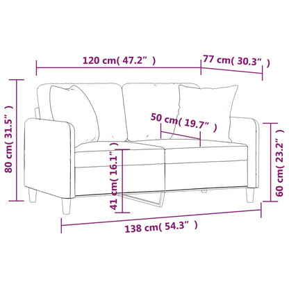 2-Sitzer-Sofa mit Zierkissen Hellgrau 120 cm Stoff - Pazzar.ch