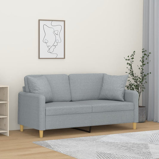 2-Sitzer-Sofa mit Zierkissen Hellgrau 140 cm Stoff - Pazzar.ch